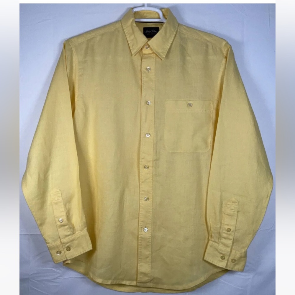 Indigo Palms Linen Button Down Shirt